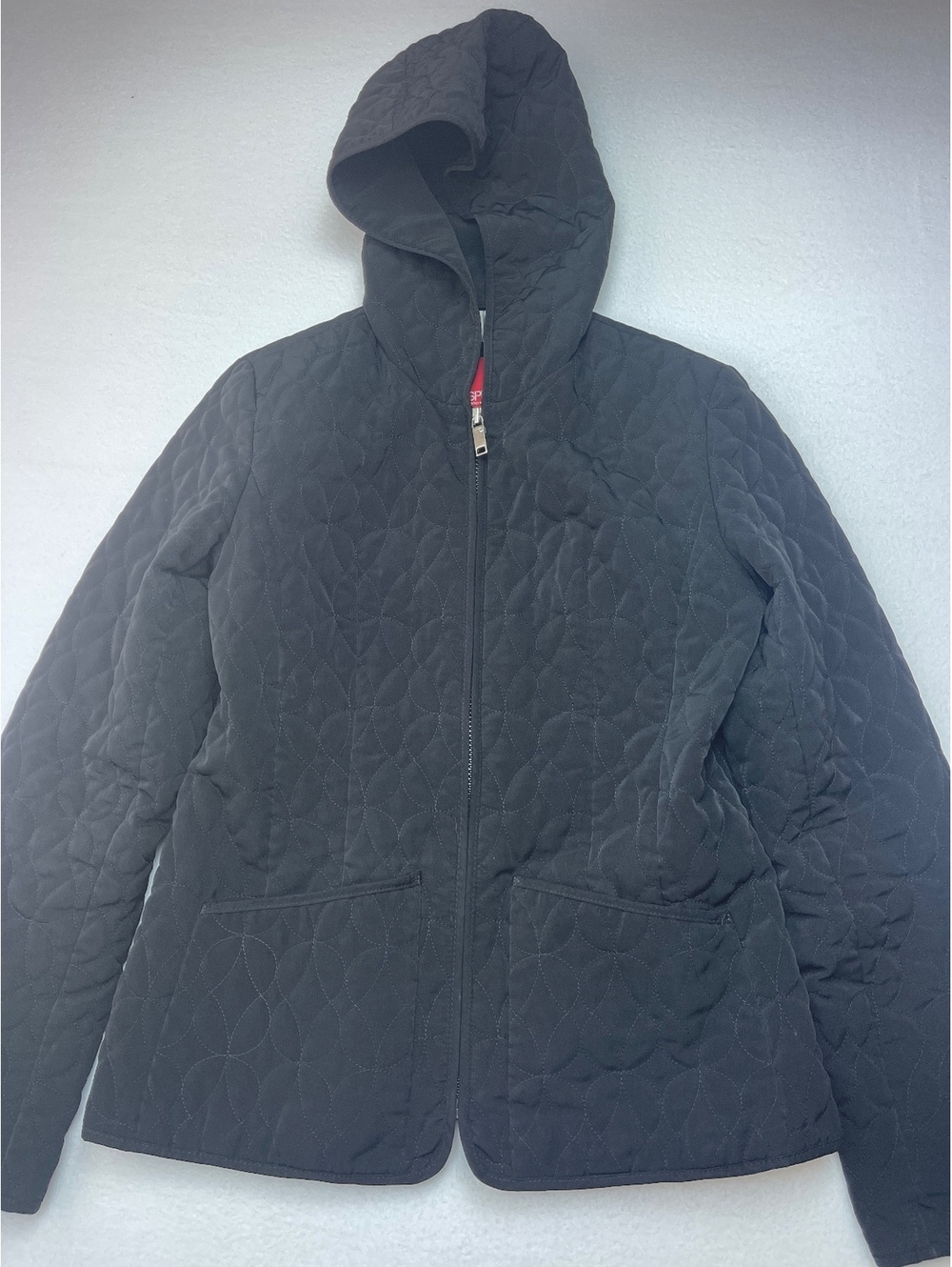 Esprit Black Quilted Hooded Jacket Size Small